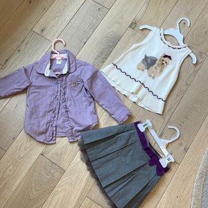 Yorkie dog sweater with matching button down shirt and skirt